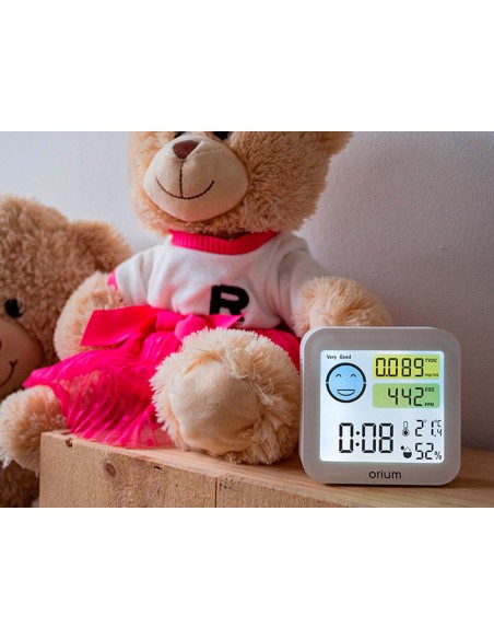 Medidor de aire orium quaelis 20 medidor de co2 y cov superficie 30 m2 pantalla lcd color blanco 8x25 x 8 cms