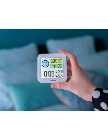 Medidor de aire orium quaelis 20 medidor de co2 y cov superficie 30 m2 pantalla lcd color blanco 8x25 x 8 cms