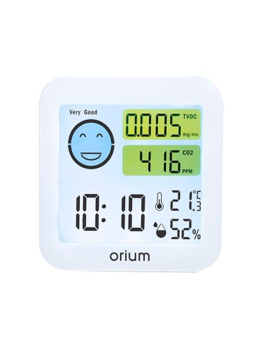 Medidor de aire orium quaelis 20 medidor de co2 y cov superficie 30 m2 pantalla lcd color blanco 8x25 x 8 cms