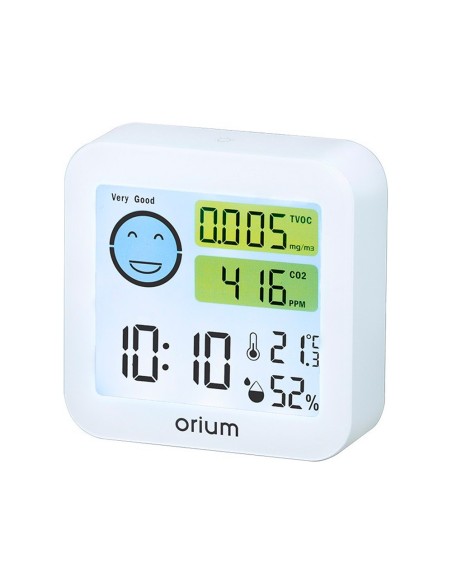 Medidor de aire orium quaelis 20 medidor de co2 y cov superficie 30 m2 pantalla lcd color blanco 8x25 x 8 cms