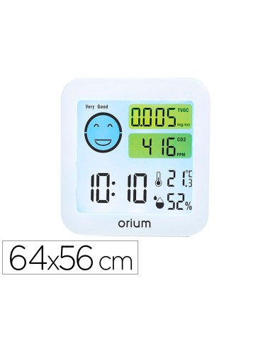 Medidor de aire orium quaelis 20 medidor de co2 y cov superficie 30 m2 pantalla lcd color blanco 8x25 x 8 cms