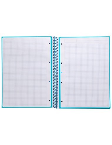 Cuaderno espiral a4 micro antartik tapa forrada 80h 90 gr cuadro 5mm 1 banda 4 taladros turquesa