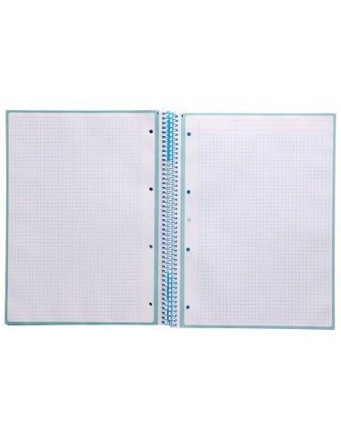 Cuaderno espiral a4 micro antartik tapa forrada 80h 90 gr cuadro 5mm 1 banda 4 taladros celeste