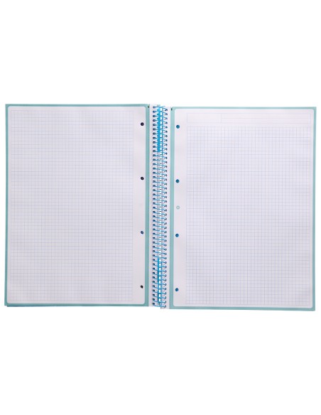 Cuaderno espiral a4 micro antartik tapa forrada 80h 90 gr cuadro 5mm 1 banda 4 taladros celeste