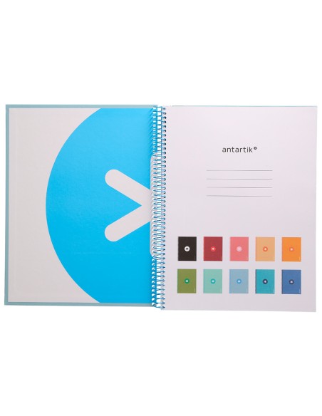 Cuaderno espiral a4 micro antartik tapa forrada 80h 90 gr cuadro 5mm 1 banda 4 taladros celeste