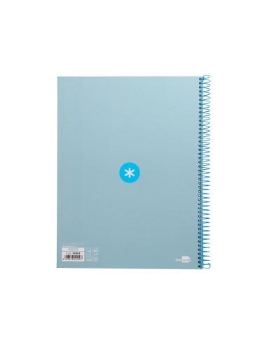 Cuaderno espiral a4 micro antartik tapa forrada 80h 90 gr cuadro 5mm 1 banda 4 taladros celeste
