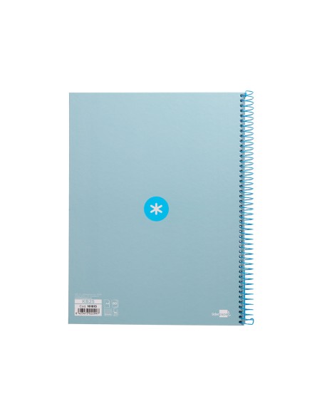 Cuaderno espiral a4 micro antartik tapa forrada 80h 90 gr cuadro 5mm 1 banda 4 taladros celeste
