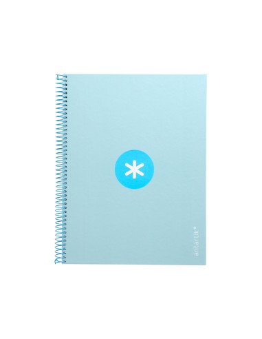 Cuaderno espiral a4 micro antartik tapa forrada 80h 90 gr cuadro 5mm 1 banda 4 taladros celeste