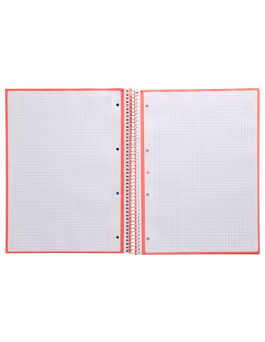 Cuaderno espiral a4 micro antartik tapa forrada 80h 90 gr cuadro 5mm 1 banda 4 taladros rosa claro