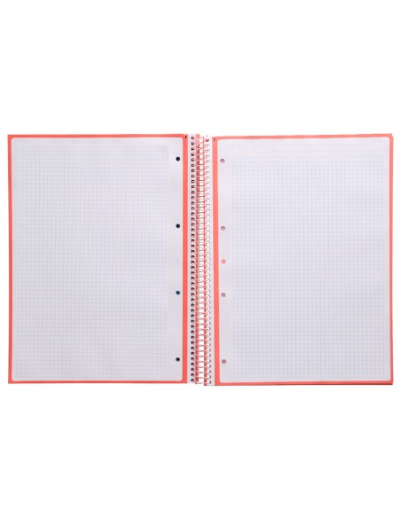 Cuaderno espiral a4 micro antartik tapa forrada 80h 90 gr cuadro 5mm 1 banda 4 taladros rosa claro