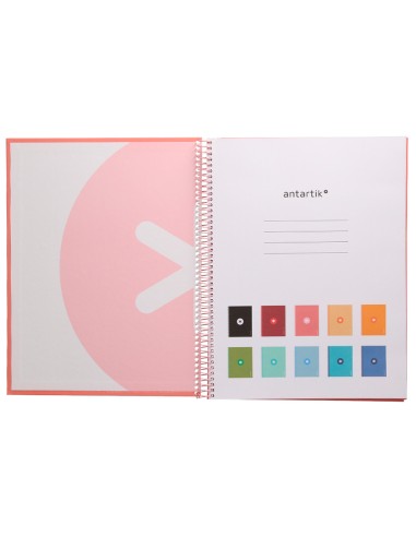 Cuaderno espiral a4 micro antartik tapa forrada 80h 90 gr cuadro 5mm 1 banda 4 taladros rosa claro