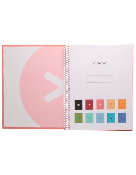 Cuaderno espiral a4 micro antartik tapa forrada 80h 90 gr cuadro 5mm 1 banda 4 taladros rosa claro