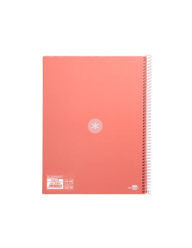 Cuaderno espiral a4 micro antartik tapa forrada 80h 90 gr cuadro 5mm 1 banda 4 taladros rosa claro
