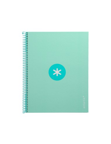 Cuaderno espiral a4 micro antartik tapa forrada 80h 90 gr cuadro 5mm 1 banda 4 taladros menta