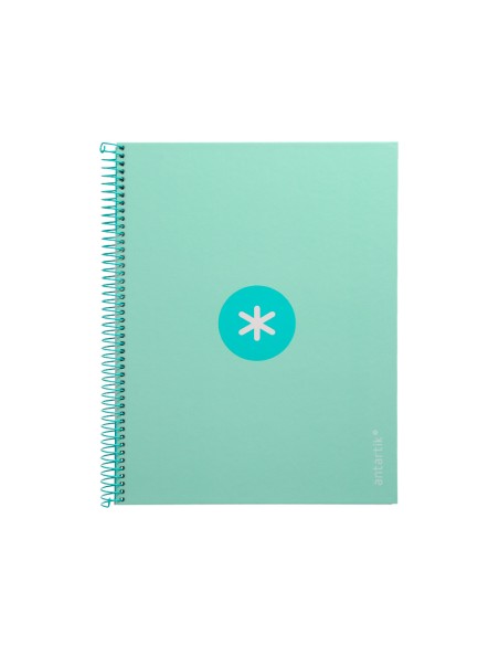 Cuaderno espiral a4 micro antartik tapa forrada 80h 90 gr cuadro 5mm 1 banda 4 taladros menta