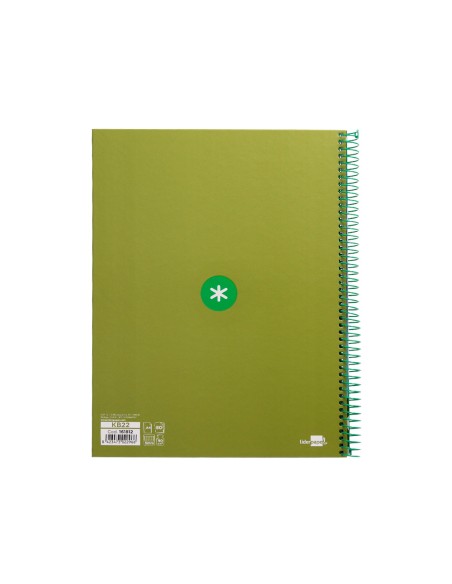 Cuaderno espiral a4 micro antartik tapa forrada 80h 90 gr cuadro 5mm 1 banda 4 taladros verde