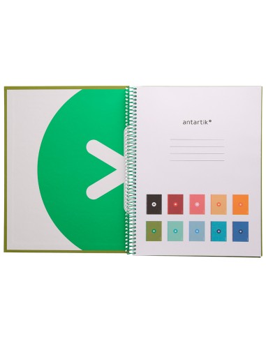 Cuaderno espiral a4 micro antartik tapa forrada 80h 90 gr cuadro 5mm 1 banda 4 taladros verde