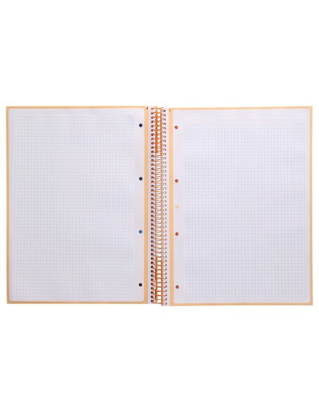 Cuaderno espiral a4 micro antartik tapa forrada 80h 90 gr cuadro 5mm 1 banda 4 taladros color peach
