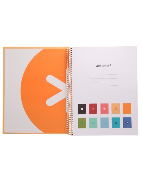 Cuaderno espiral a4 micro antartik tapa forrada 80h 90 gr cuadro 5mm 1 banda 4 taladros color peach