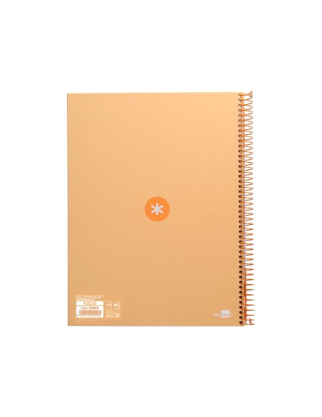 Cuaderno espiral a4 micro antartik tapa forrada 80h 90 gr cuadro 5mm 1 banda 4 taladros color peach