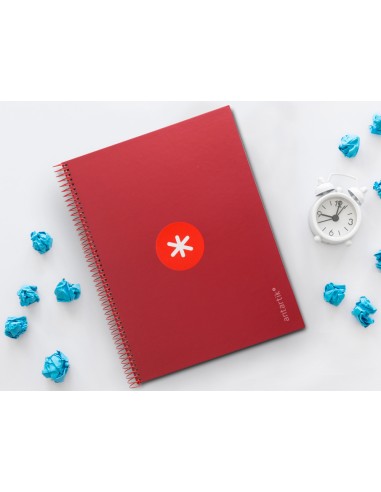 Cuaderno espiral a4 micro antartik tapa forrada 80h 90 gr cuadro 5mm 1 banda 4 taladros frambuesa