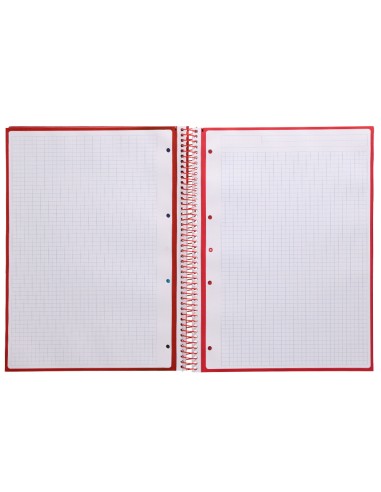 Cuaderno espiral a4 micro antartik tapa forrada 80h 90 gr cuadro 5mm 1 banda 4 taladros frambuesa