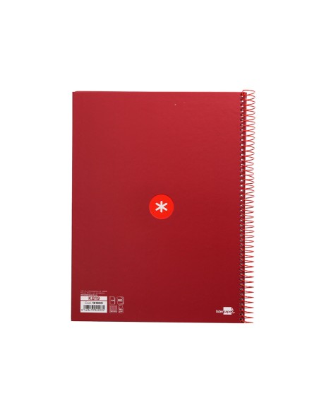 Cuaderno espiral a4 micro antartik tapa forrada 80h 90 gr cuadro 5mm 1 banda 4 taladros frambuesa