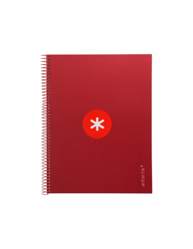 Cuaderno espiral a4 micro antartik tapa forrada 80h 90 gr cuadro 5mm 1 banda 4 taladros frambuesa