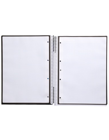 Cuaderno espiral a4 micro antartik tapa forrada 80h 90 gr cuadro 5mm 1 banda 4 taladros negro
