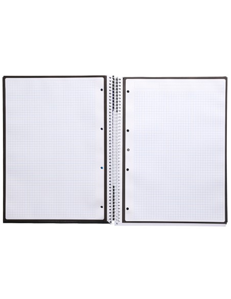 Cuaderno espiral a4 micro antartik tapa forrada 80h 90 gr cuadro 5mm 1 banda 4 taladros negro