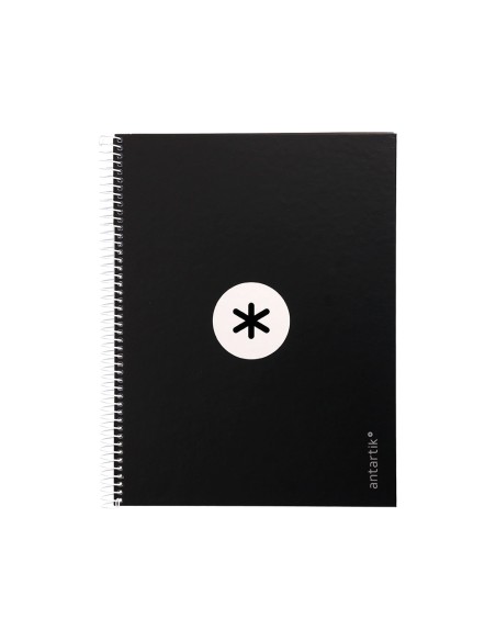 Cuaderno espiral a4 micro antartik tapa forrada 80h 90 gr cuadro 5mm 1 banda 4 taladros negro