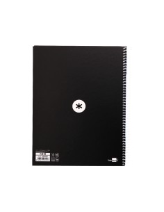 Cuaderno espiral a4 micro antartik tapa forrada 80h 90 gr cuadro 5mm 1 banda 4 taladros negro