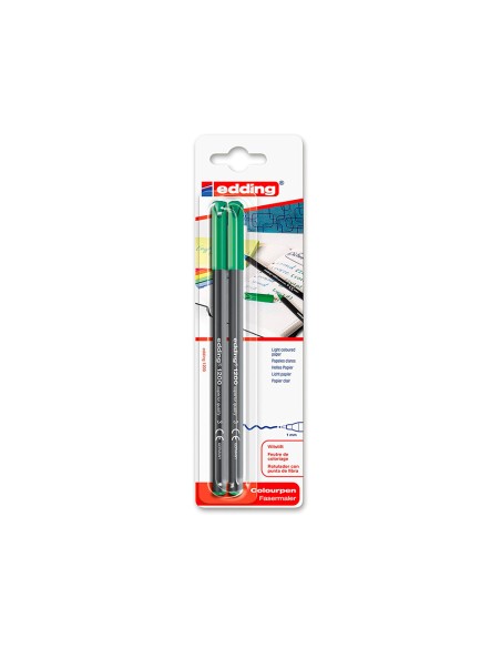 Rotulador edding punta fibra 1200 verde n4 punta redonda 05 mm blister de 2 unidades