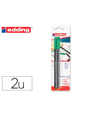 Rotulador edding punta fibra 1200 verde n4 punta redonda 05 mm blister de 2 unidades