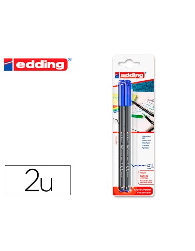 Rotulador edding punta fibra 1200 azul n3 punta redonda 05 mm blister de 2 unidades