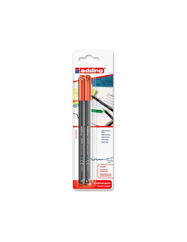 Rotulador edding punta fibra 1200 rojo n2 punta redonda 05 mm blister de 2 unidades