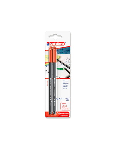 Rotulador edding punta fibra 1200 rojo n2 punta redonda 05 mm blister de 2 unidades
