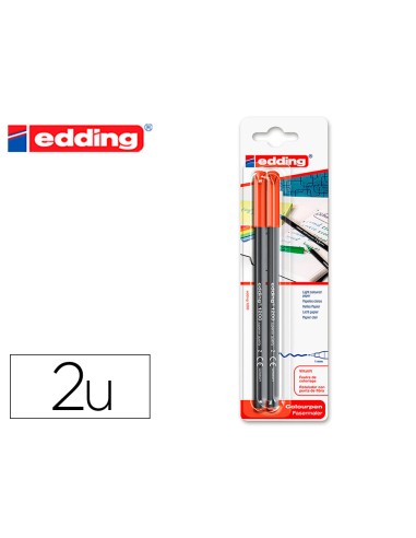 Rotulador edding punta fibra 1200 rojo n2 punta redonda 05 mm blister de 2 unidades