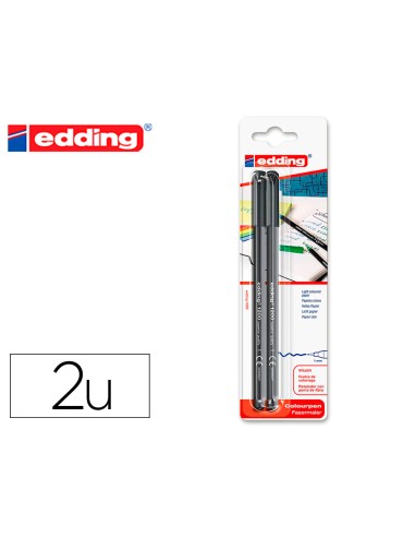 Rotulador edding punta fibra 1200 negro n1 punta redonda 05 mm blister de 2 unidades