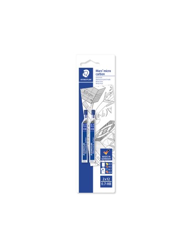 Minas staedtler mars micro grafito 07 mm hb tubo con 12 unidades blister de 2 unidades