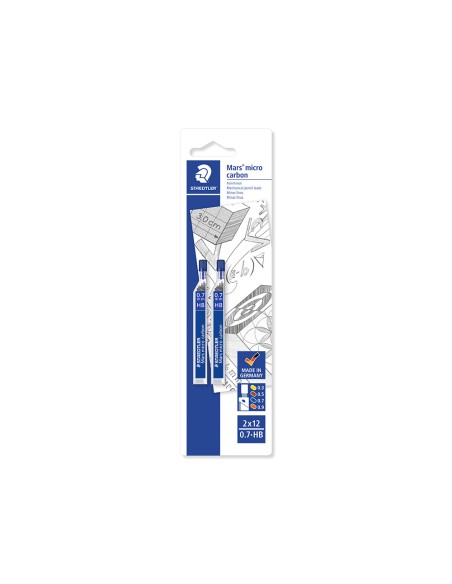 Minas staedtler mars micro grafito 07 mm hb tubo con 12 unidades blister de 2 unidades