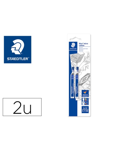 Minas staedtler mars micro grafito 07 mm hb tubo con 12 unidades blister de 2 unidades