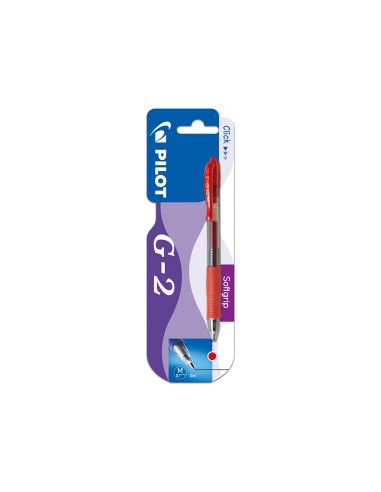 Boligrafo pilot g 2 rojo tinta gel retractil sujecion de caucho en blister