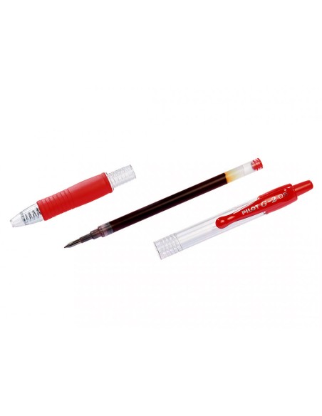 Boligrafo pilot g 2 rojo tinta gel retractil sujecion de caucho en blister