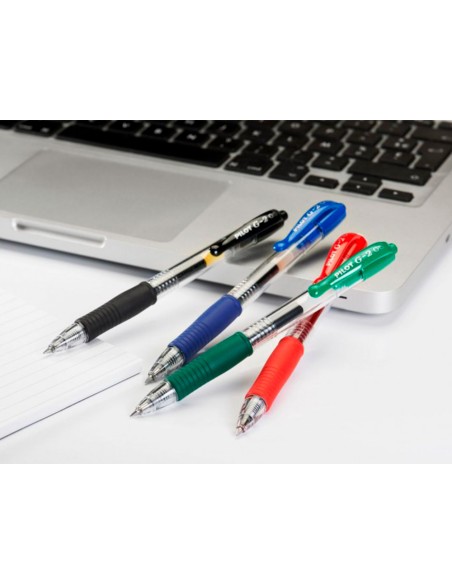 Boligrafo pilot g 2 negro tinta gel retractil sujecion de caucho en blister