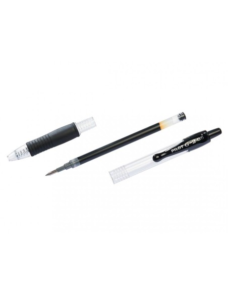 Boligrafo pilot g 2 negro tinta gel retractil sujecion de caucho en blister