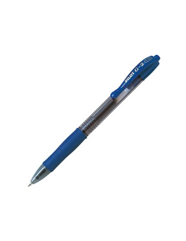 Boligrafo pilot g 2 azul tinta gel retractil sujecion de caucho en blister