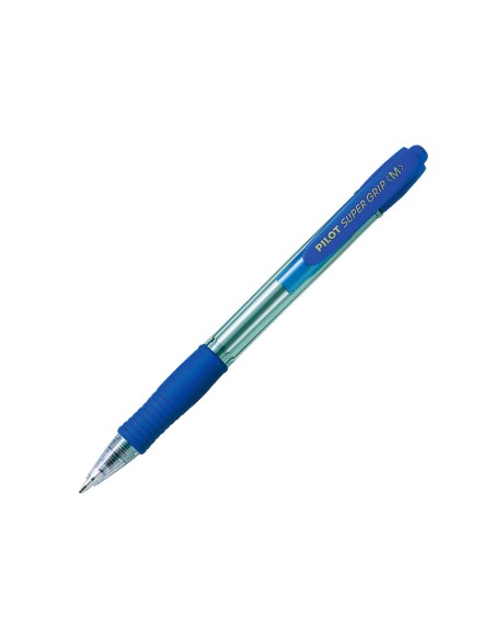Boligrafo pilot super grip azul retractil sujecion de caucho tinta base de aceite en blister de 2 unidades