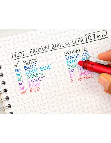 Boligrafo pilot frixion clicker borrable 07 mm punta media rojo en blister