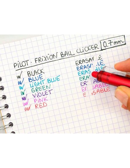 Boligrafo pilot frixion clicker borrable 07 mm punta media rojo en blister